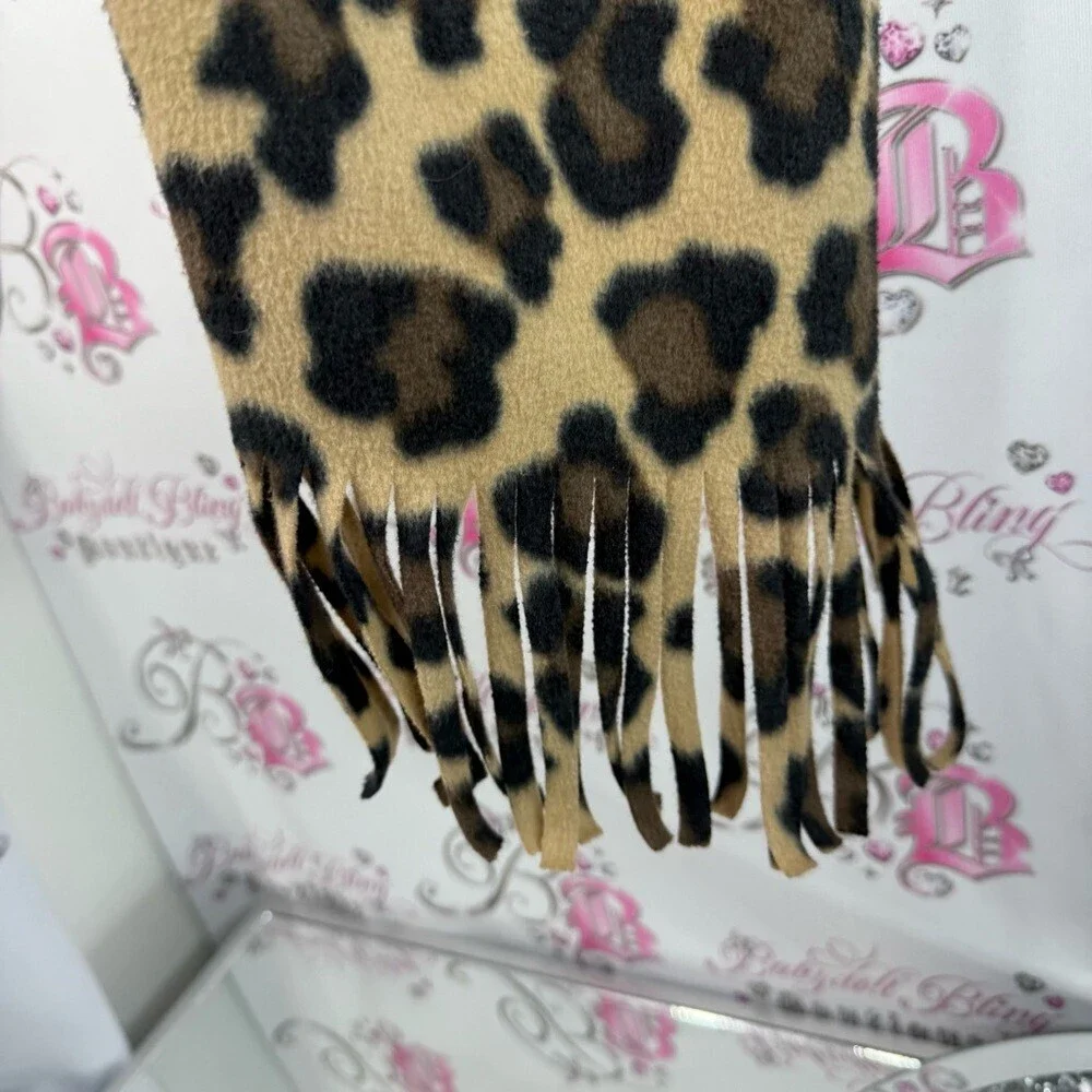 Old Navy scarf scarve tassel cheetah Leopard Print Scarf - Black and Tan